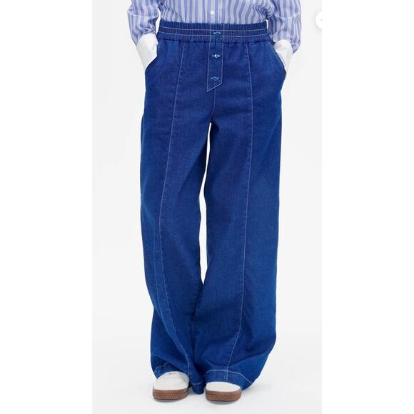 BAUM UND PFERDGARTEN Women Noiella Trousers Pants Blue Depths Wide Leg Jeans 42 - Picture 5 of 10